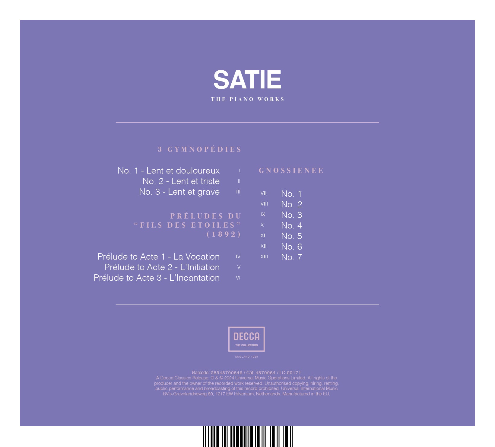 Satie – The Piano Works (Decca - The Collection): Vinyl LP - Image 3