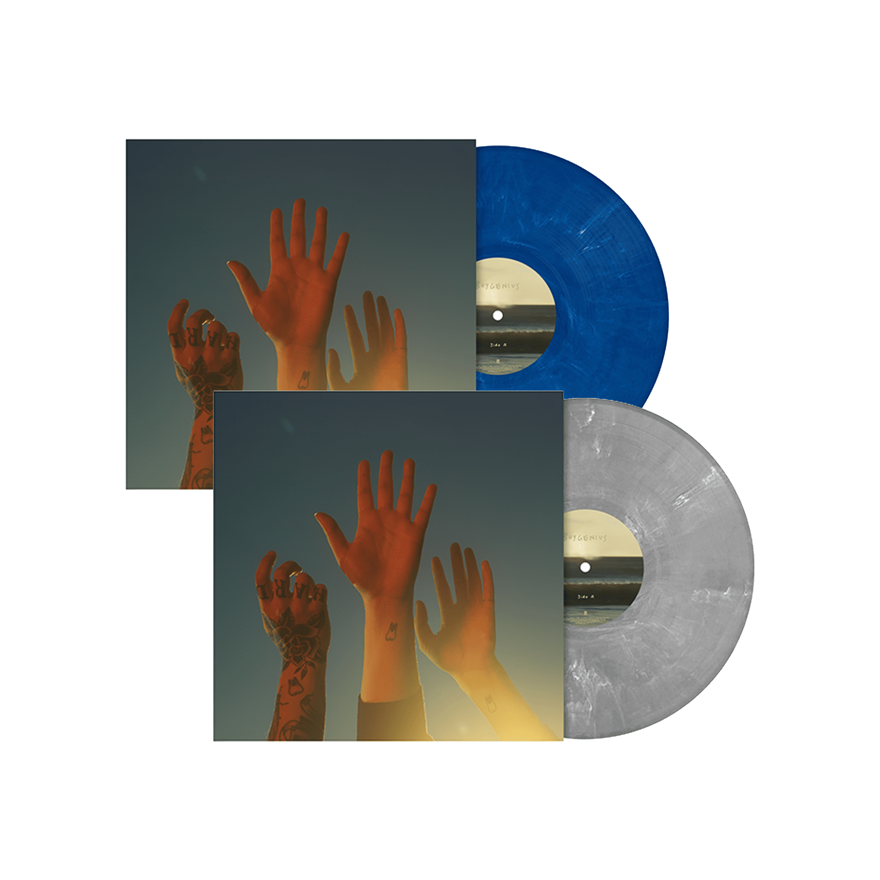 the record: Limited Blue Vinyl LP + Limited Silver Vinyl LP