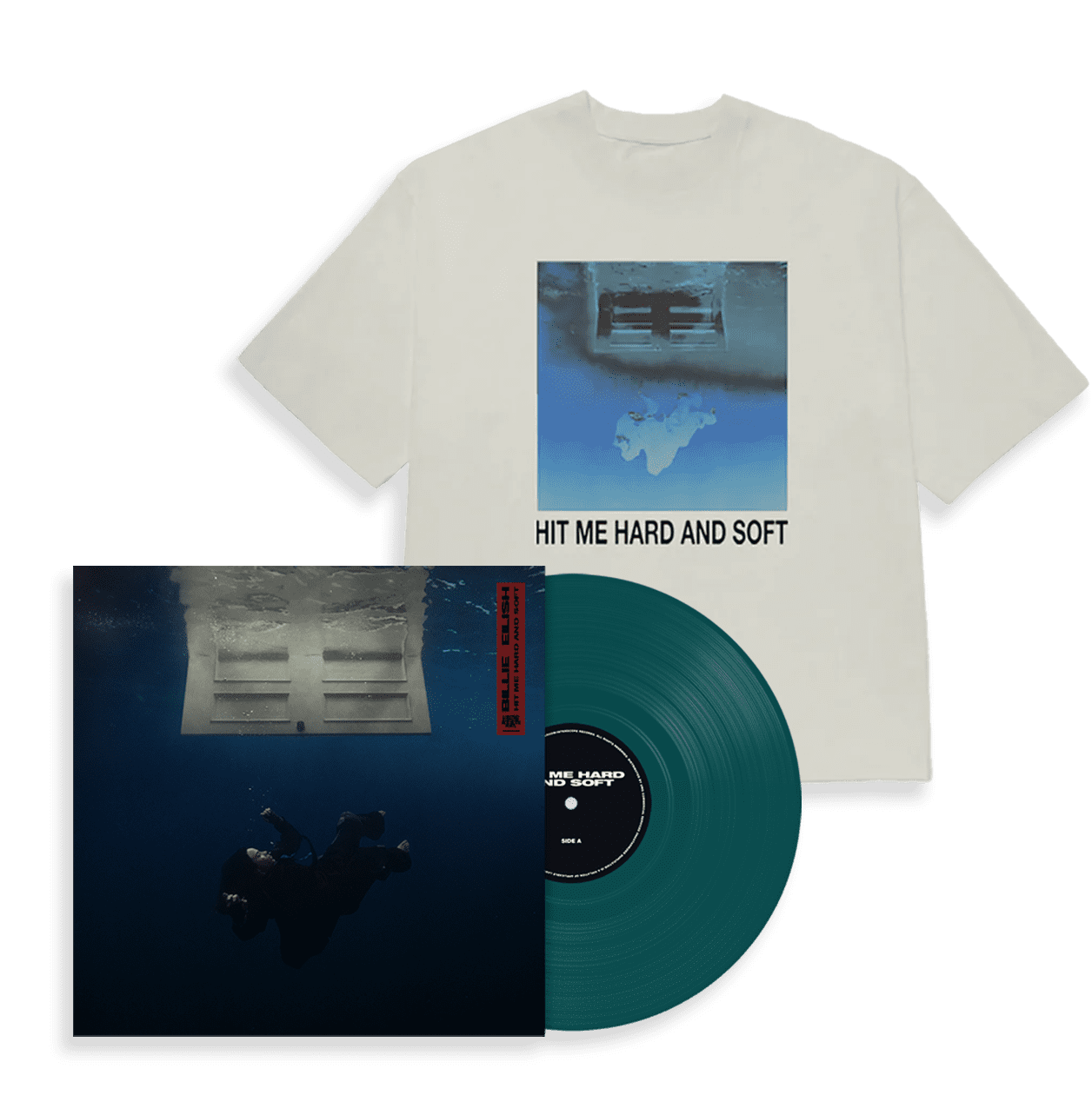 HIT ME HARD AND SOFT: Limited Sea Blue Vinyl LP + White Cover T-Shirt