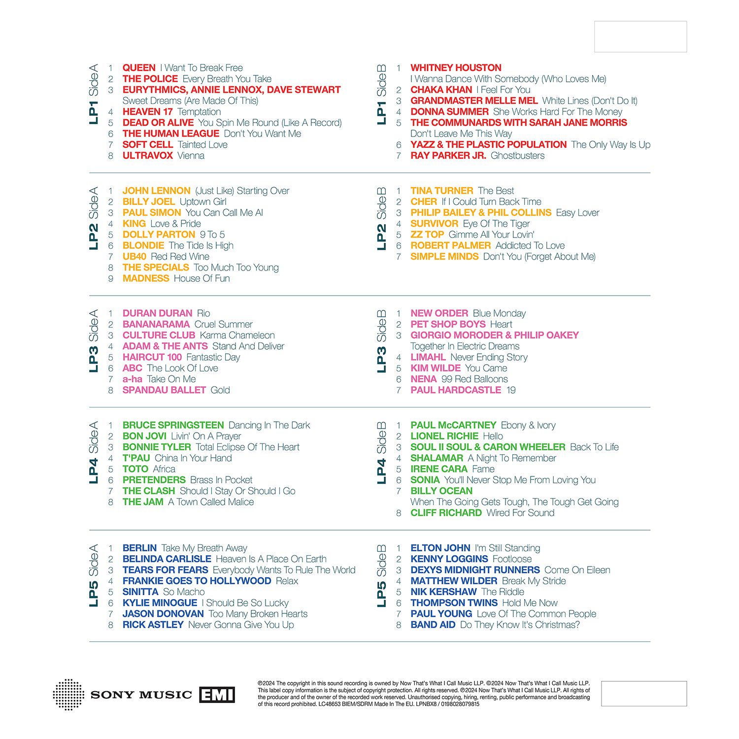NOW Presents… The 80s (5LP) - Image 2