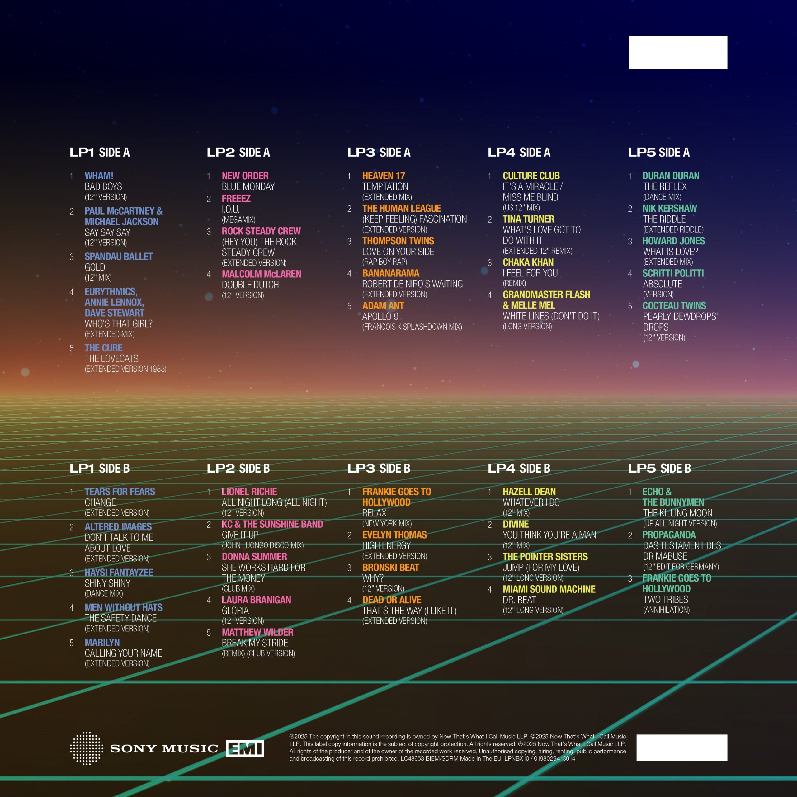 NOW Presents… 12” 80s: Volume Two: 1983 – 1984 (5LP) - Image 2