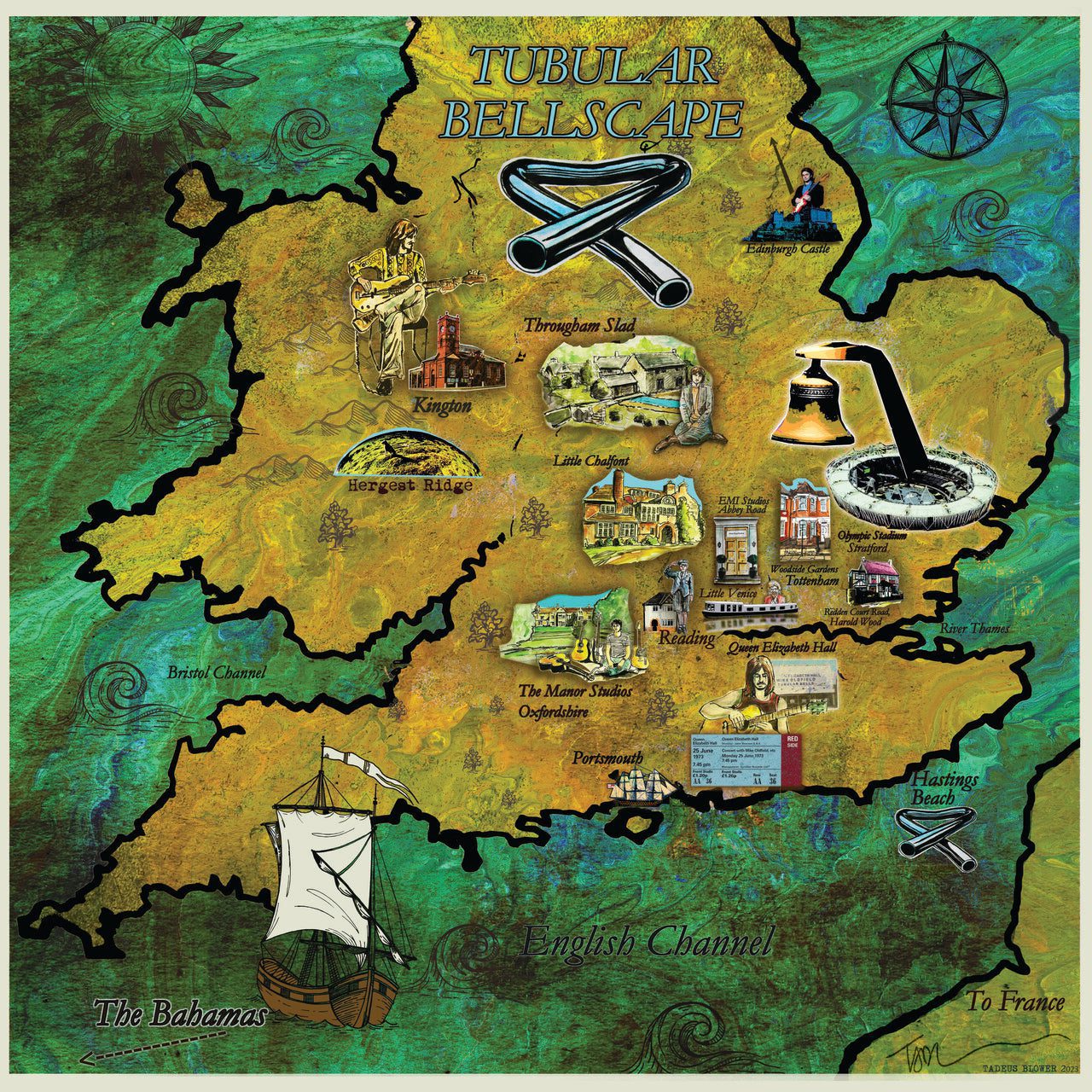 Tubular Bells (50th Anniversary Edition): Vinyl 2LP, Official Tubular Bellscape Print + Anniversary T-Shirt - Image 2